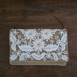 Embroidered Jute Clutch Bag
